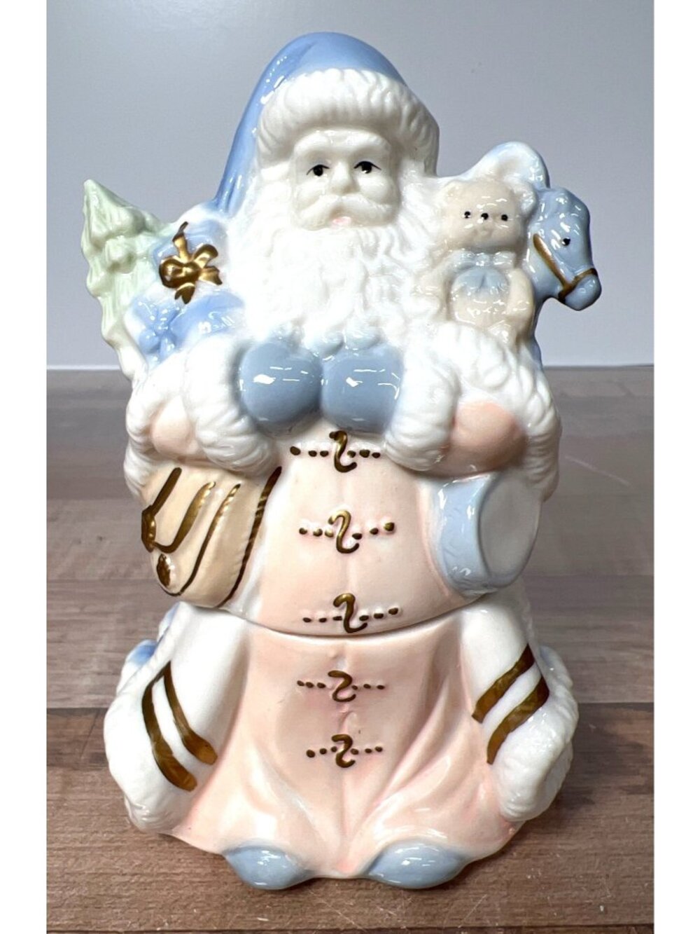 Vintage Santa Claus Ceramic Trinket Box With Box